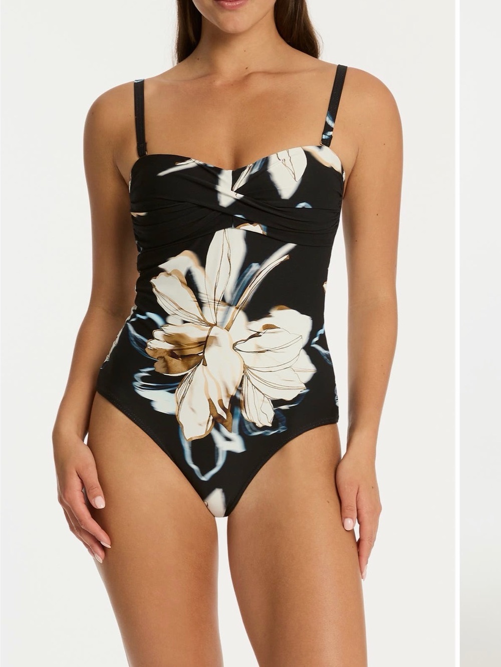 Sea Level La LuTwist Front Black Floral Swimsuit One Piece